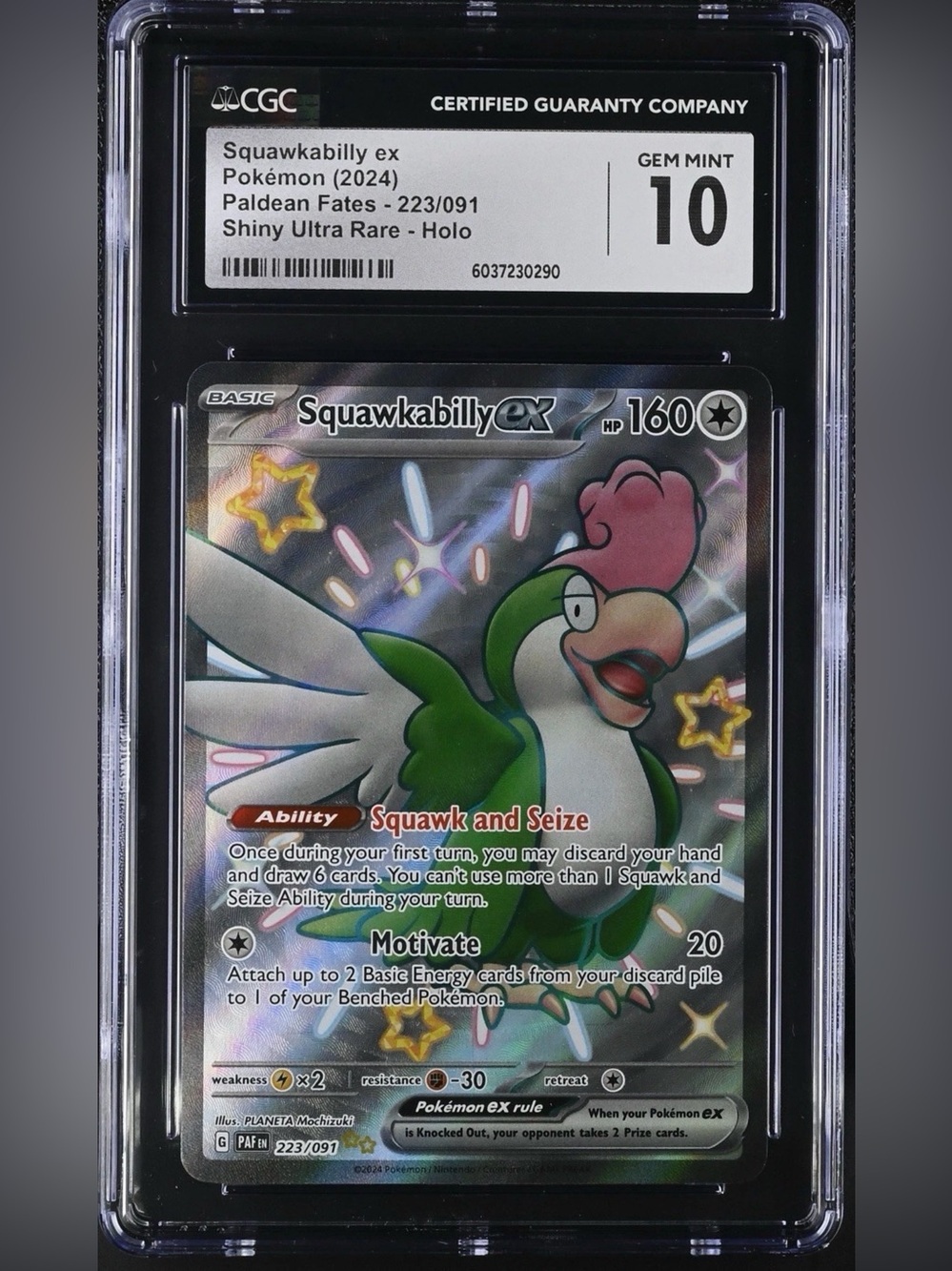 The Squawkabilly ex 223/091 Sv: Paldean Fates Holo CGC 10